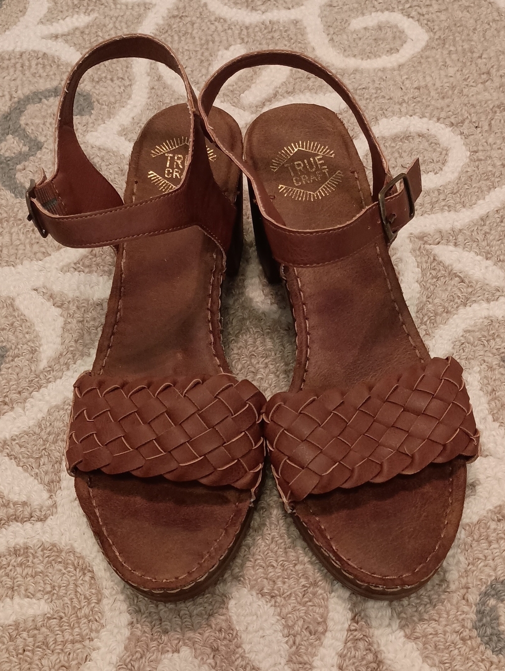 True Craft Brown Braided  Slingback Sandals